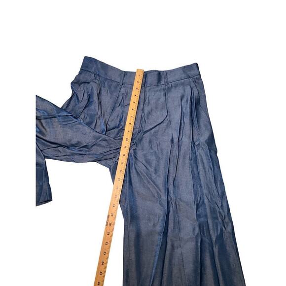 Carlisle Womens Cove Wide Leg Pants High Rise Pleated Front Blue Size 10 NWT - Picture 4 of 8